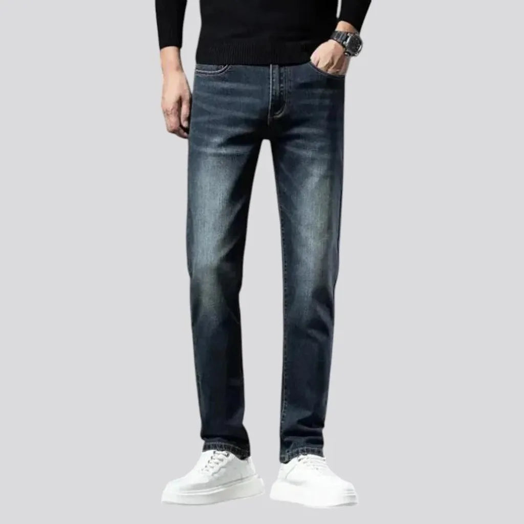 Tapered fit fleece lined men's jeans