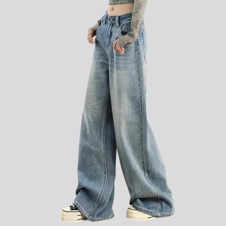 Loose fit aged pattern women's jeans