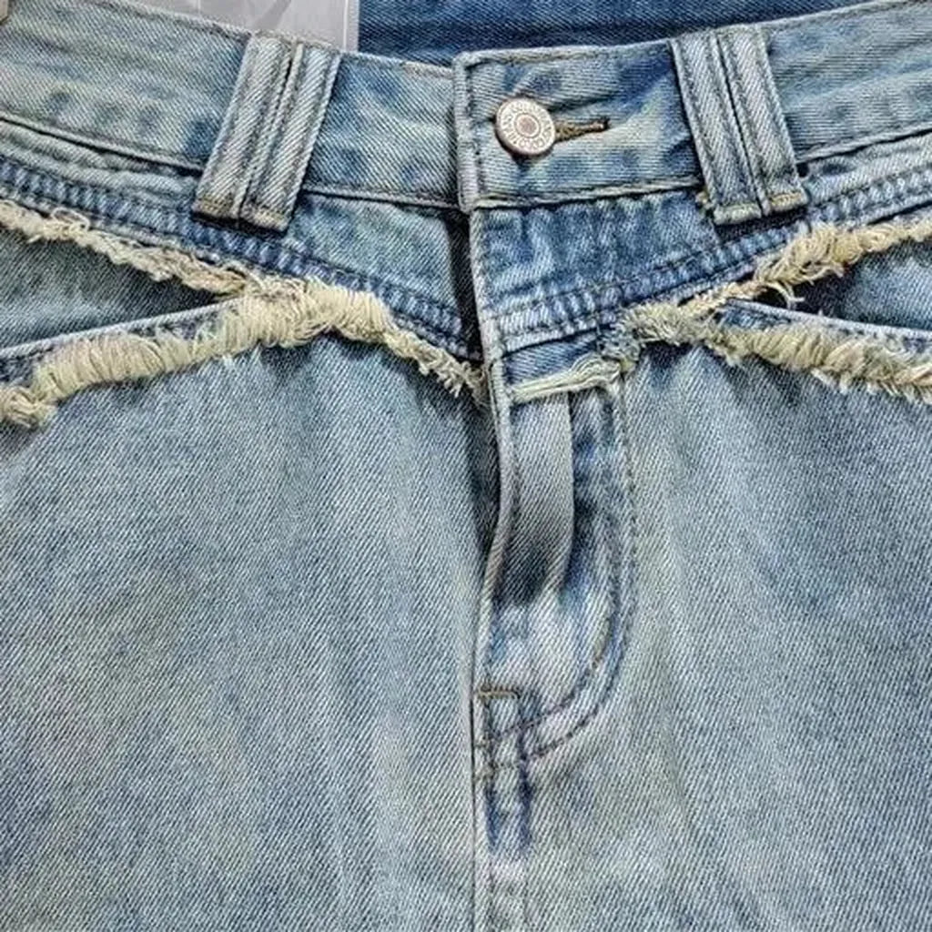 Mini raw-hem women's jean skort