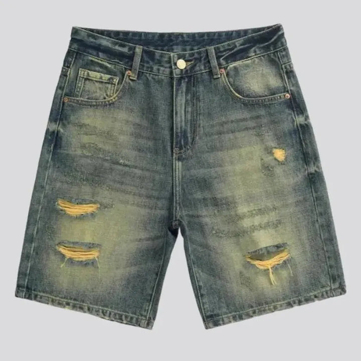 Fashion sanded men's denim shorts