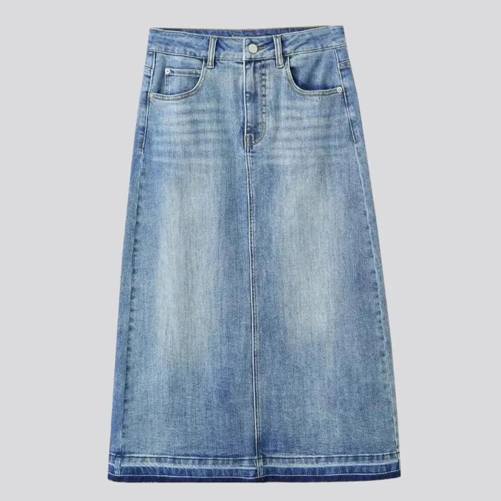 Fashionable maxi high rise jeans skirt