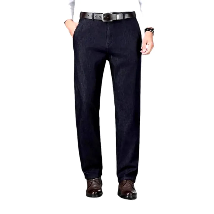 Monochrome Straight Fit Casual Jeans for Men - Dark Blue