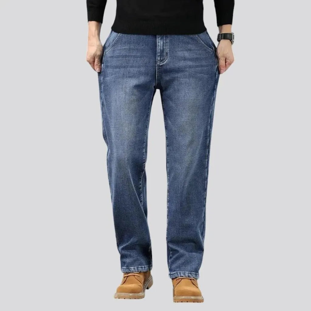 Straight fit dark faded men's jeans