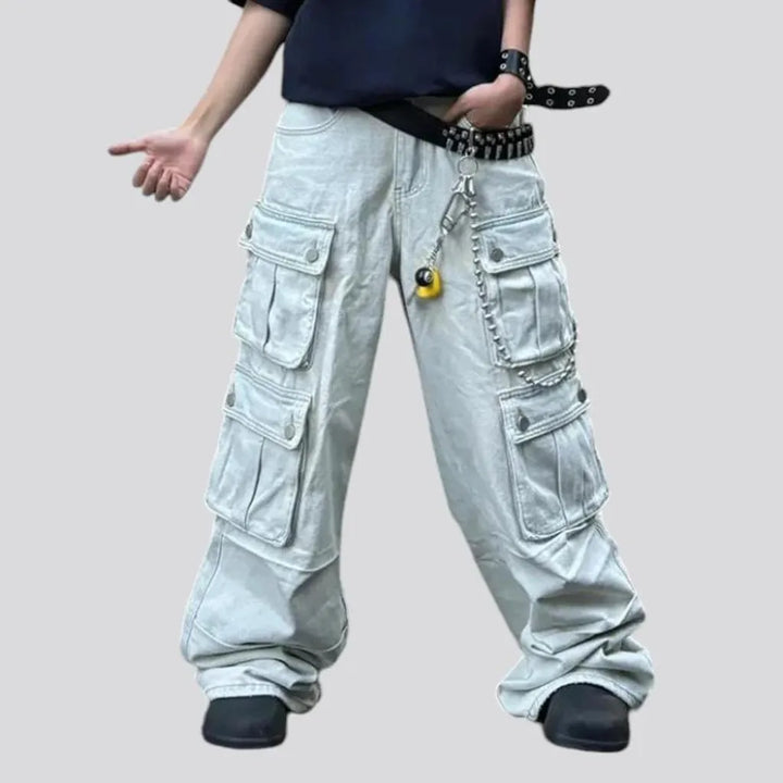 Baggy style light wash men's jeans