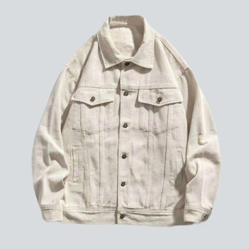 Pastel painting print denim jacket