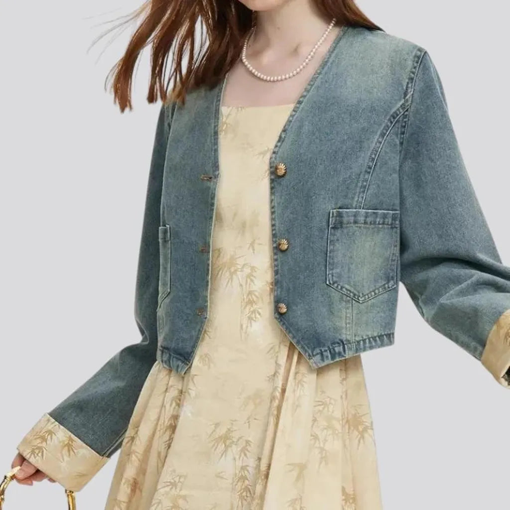 Extra-large washed out women's denim jacket