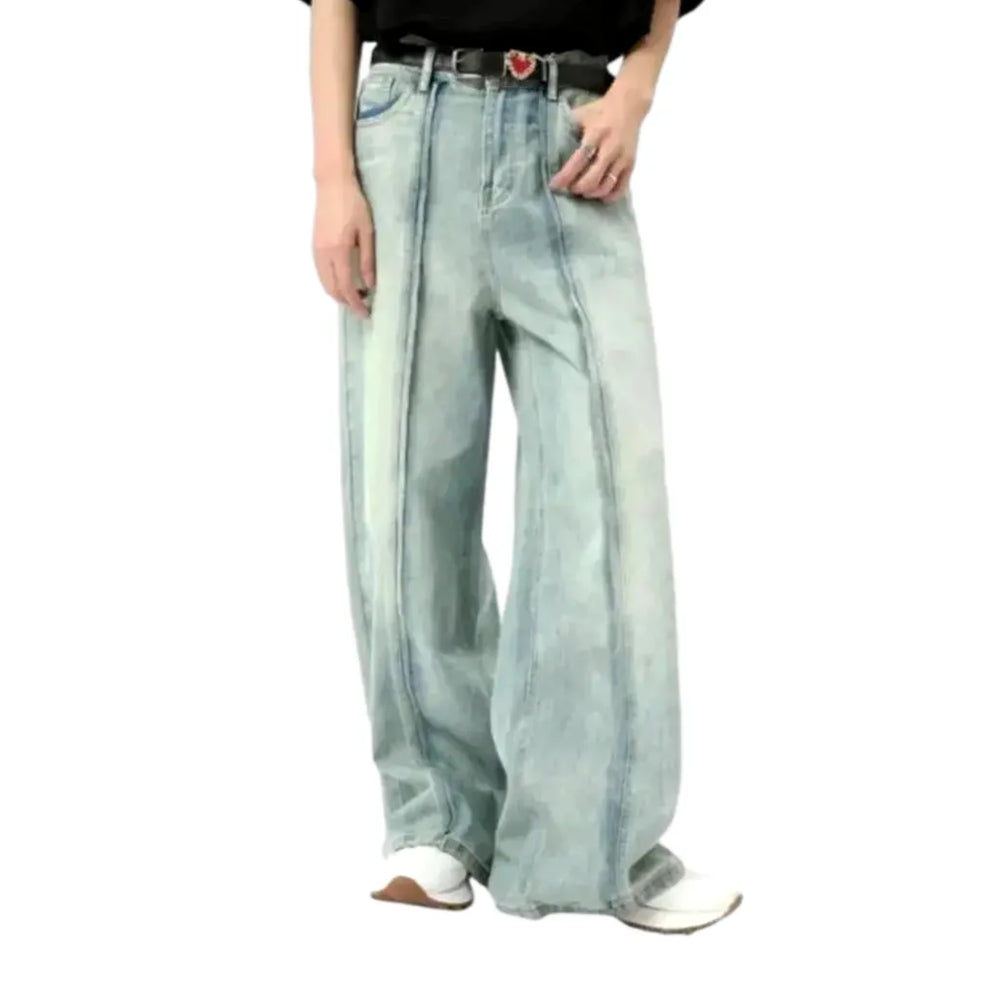 Mid-rise Baggy Jeans for Men - Light Blue