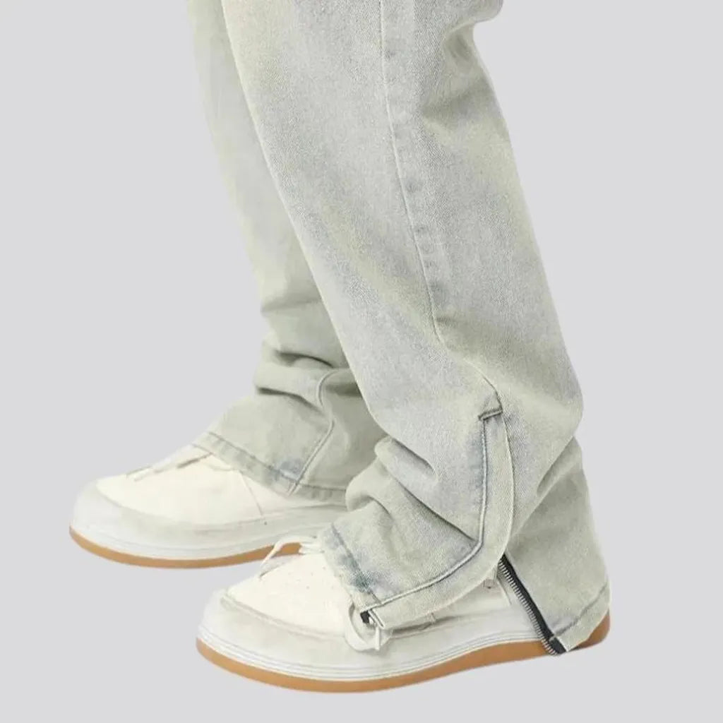 Sanded mid rise stylish men's jeans