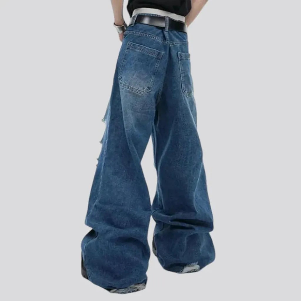 Distressed vintage flared men's jeans