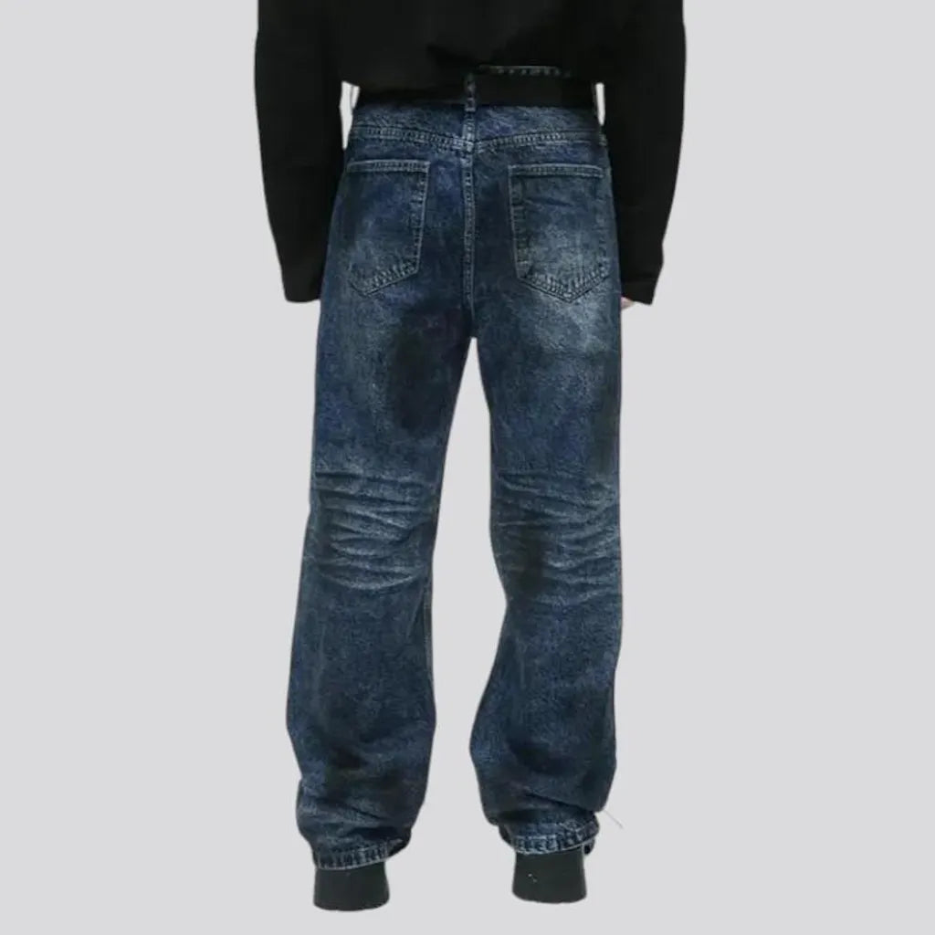 Floor-length distressed jeans
 for men