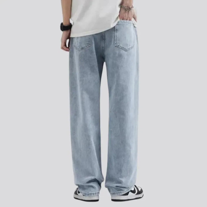 Fashionable mid rise men's denim joggers