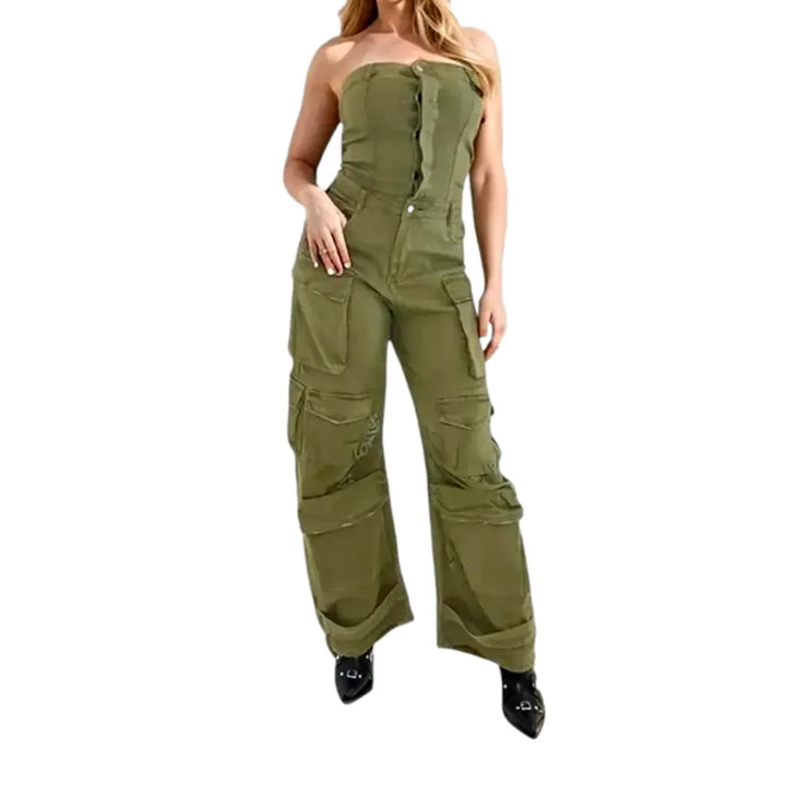 Fashionable Jean Jumpsuit for Ladies - Green