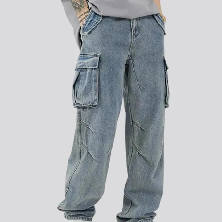 Baggy fit multi pocket men's jeans