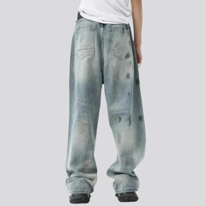 Baggy grunge style light wash men's jeans