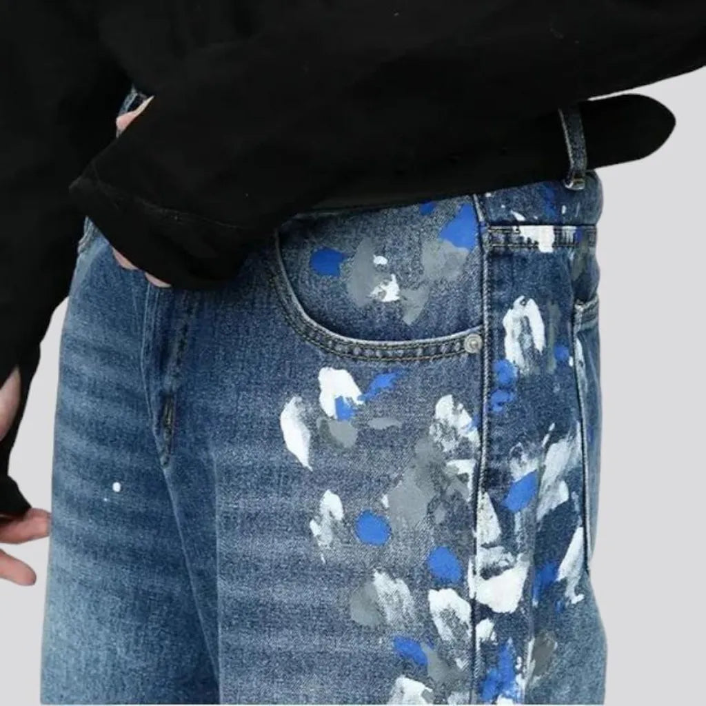 Sanded paint-stains jeans
 for men