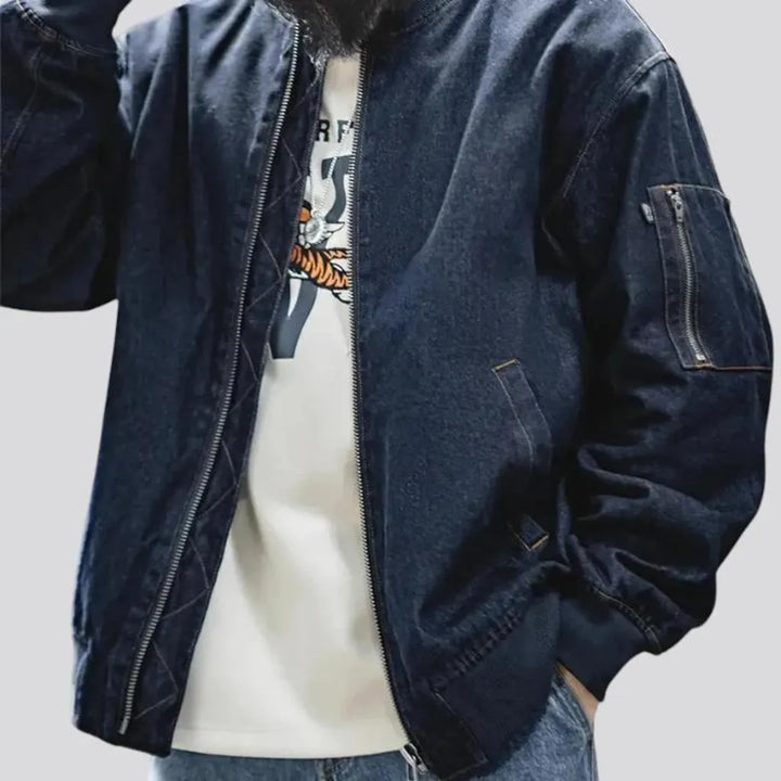 Oversized jeans bomber jacket for men