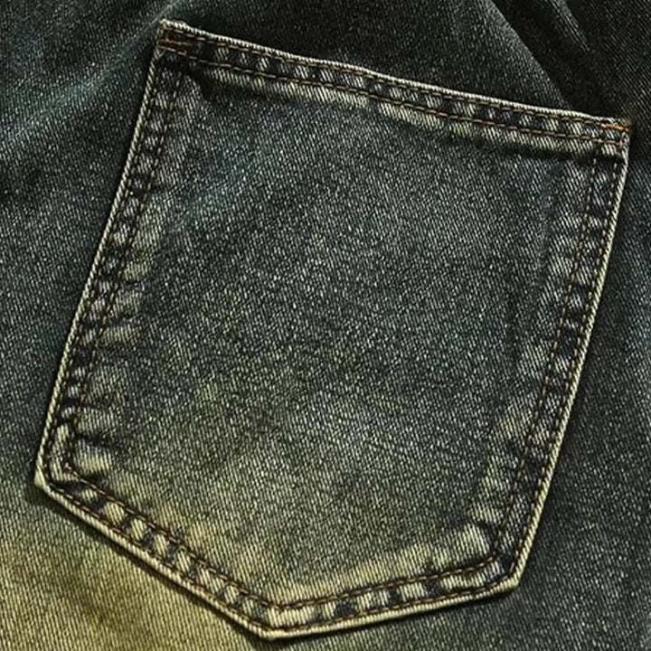 High-waist men's pebble-washed jeans