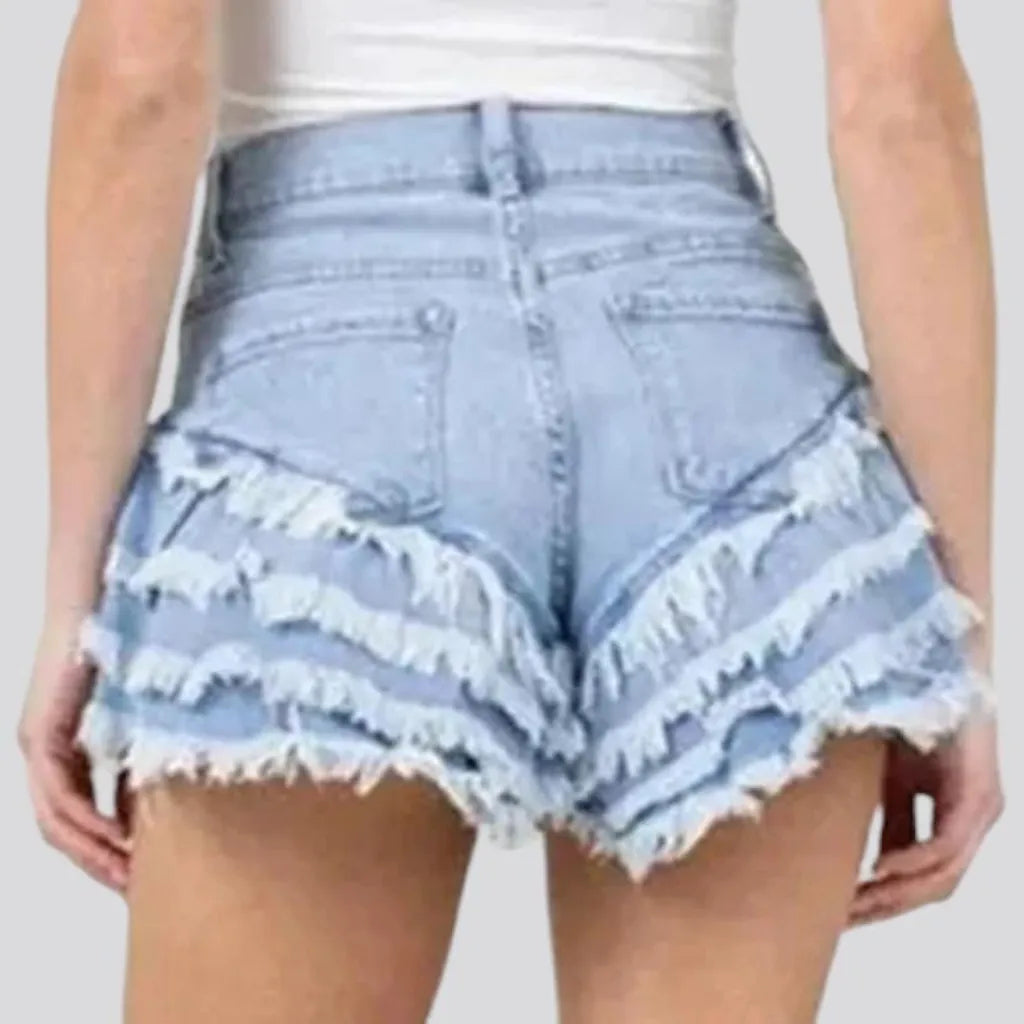 Wide-leg women's denim shorts