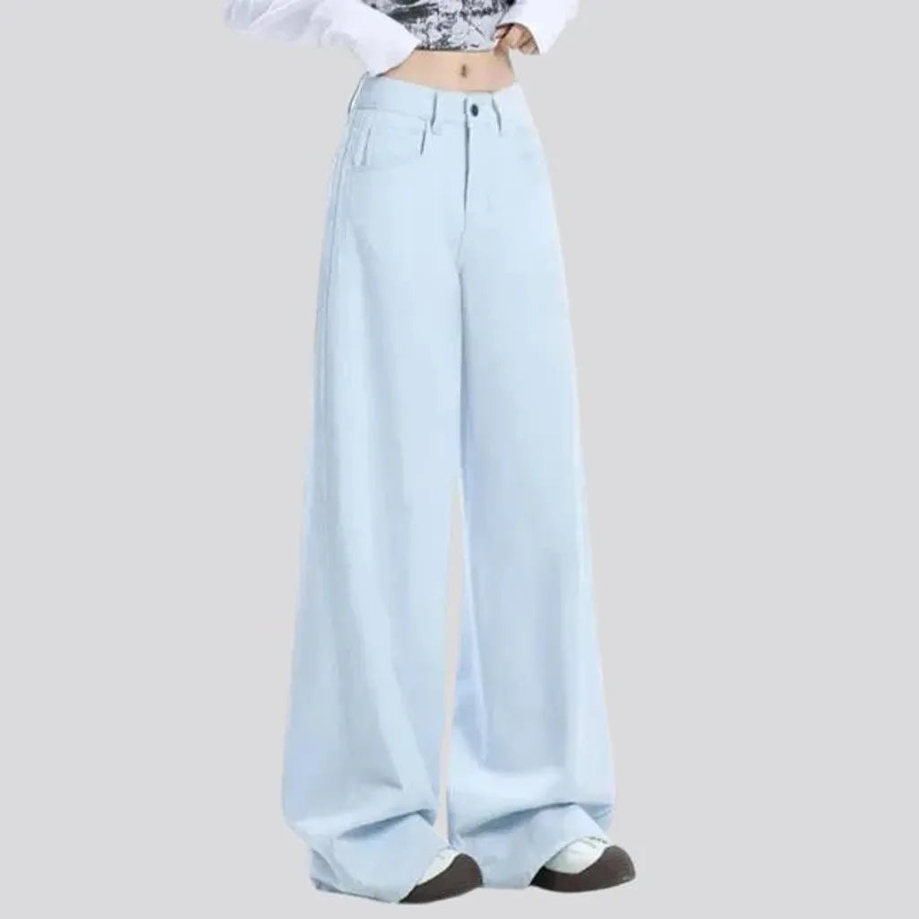 Fashionable baggy high rise women's jeans