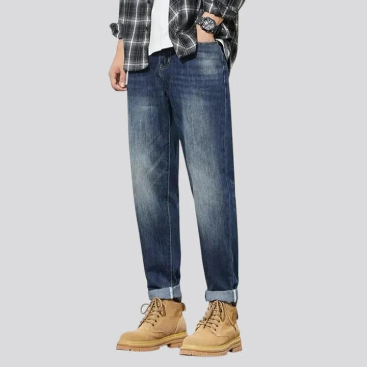 Loose-fit stretchable mid-waist men's jeans