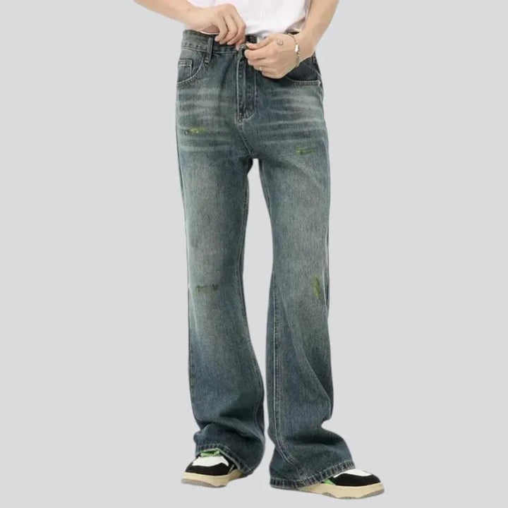 Whiskered street style vintage men's jeans