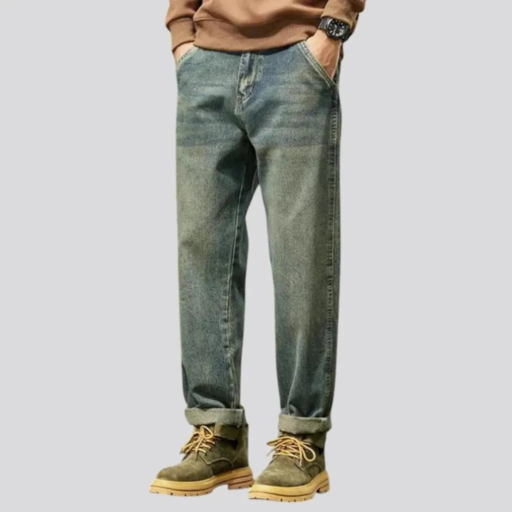 Vintage style roomy faded men's jeans