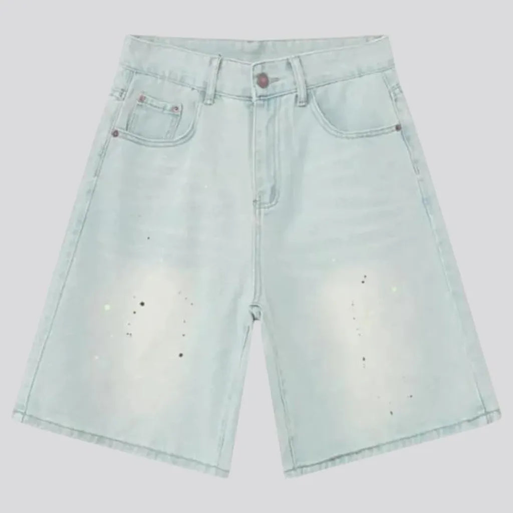 Boho style men's denim shorts