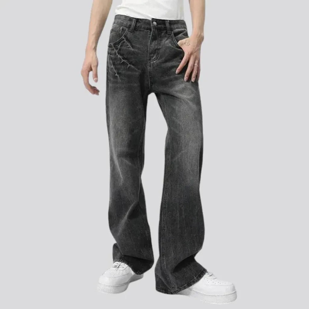 Sanded vintage fashion baggy men's jeans