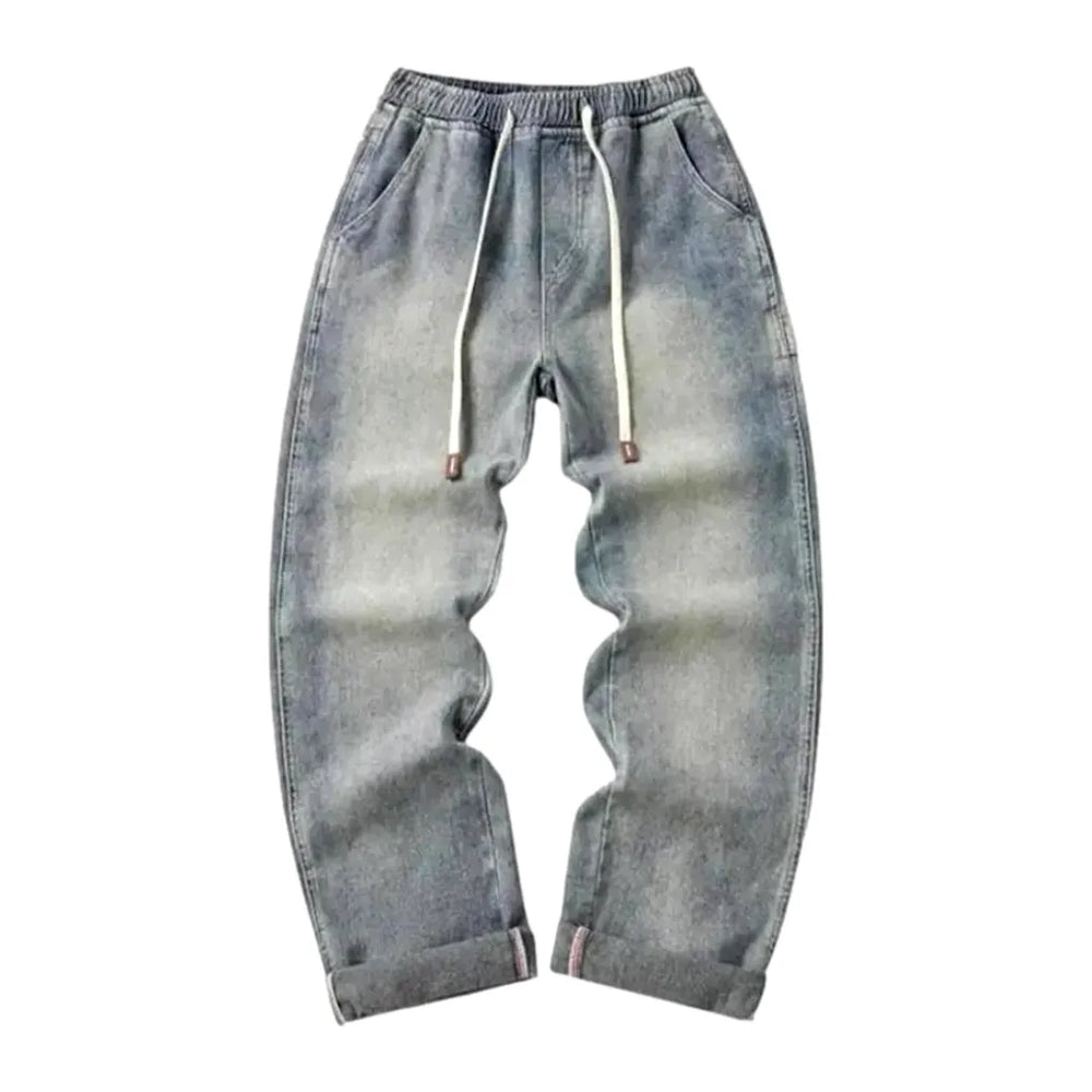 Vintage Mid-rise Baggy Men's Jean Joggers - Light Blue