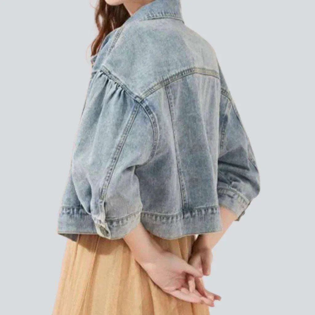 Short vintage women's denim jacket