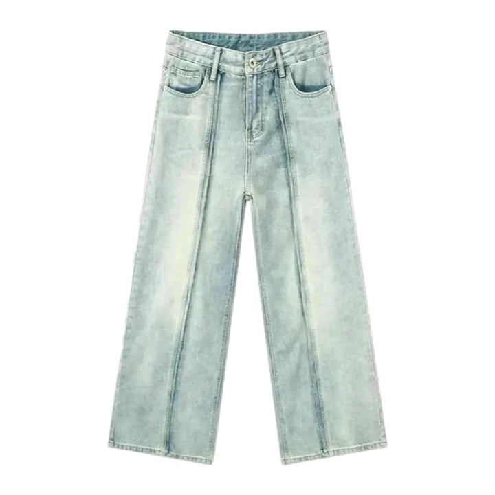 Boho Style Front-seams Baggy Jeans for Men - Light Blue