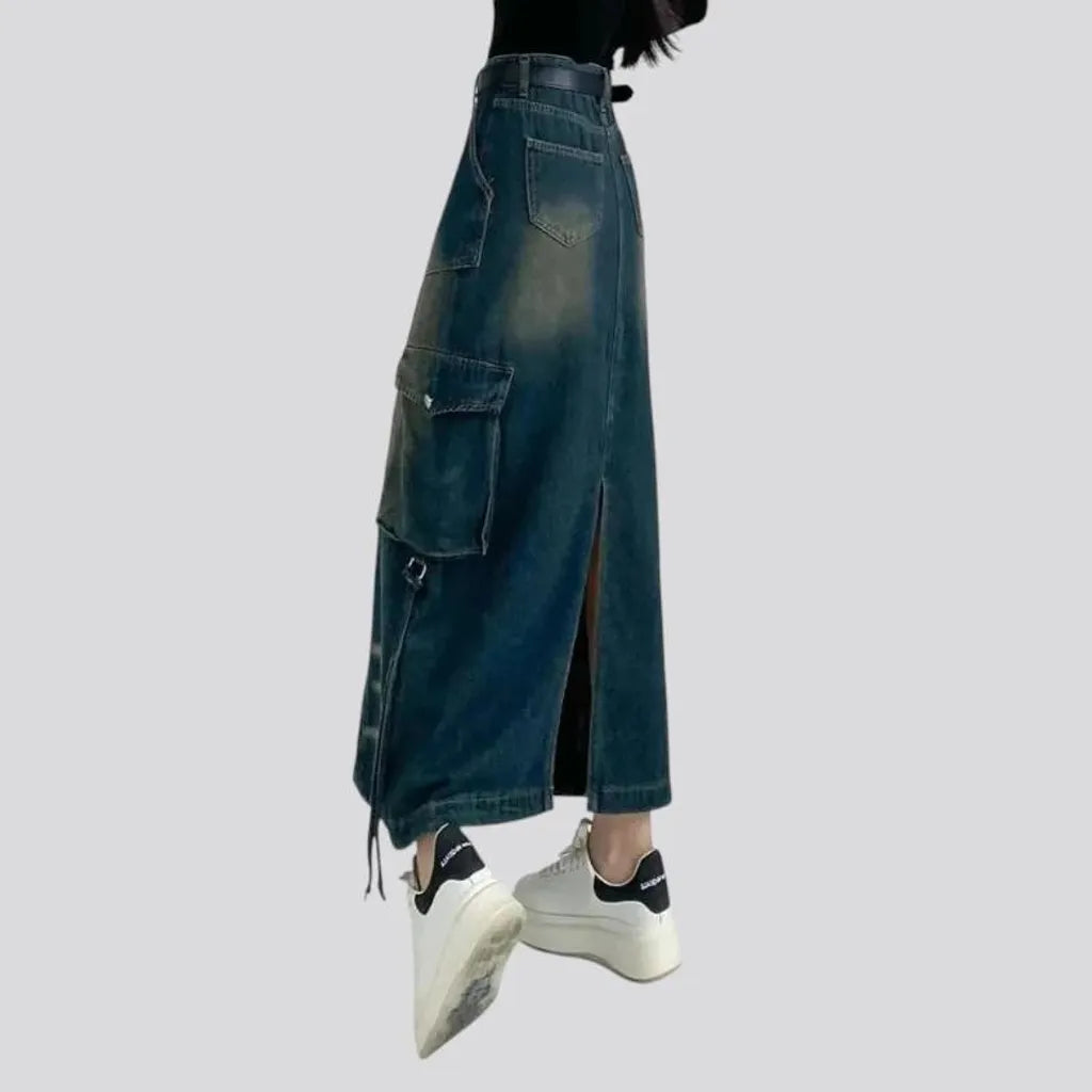 High-waist jeans skirt