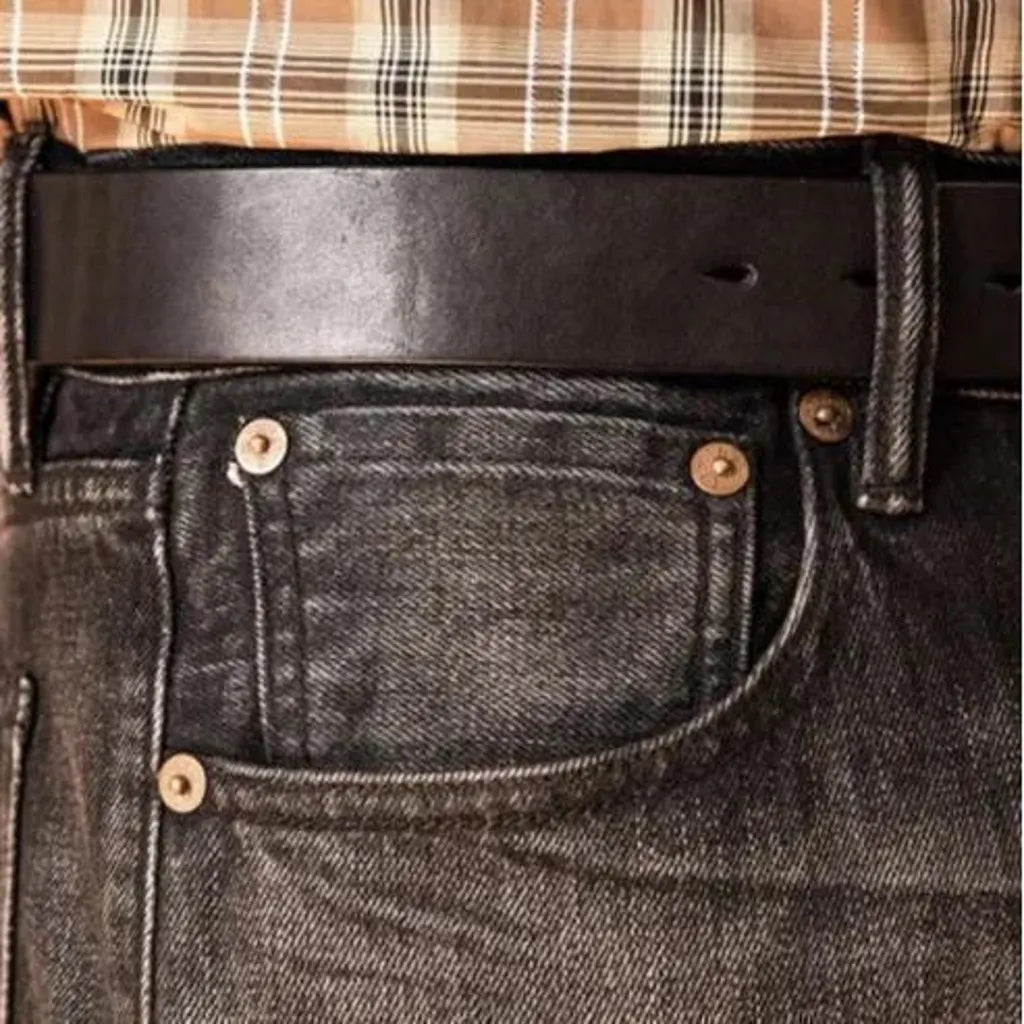Stonewashed men's self-edge jeans