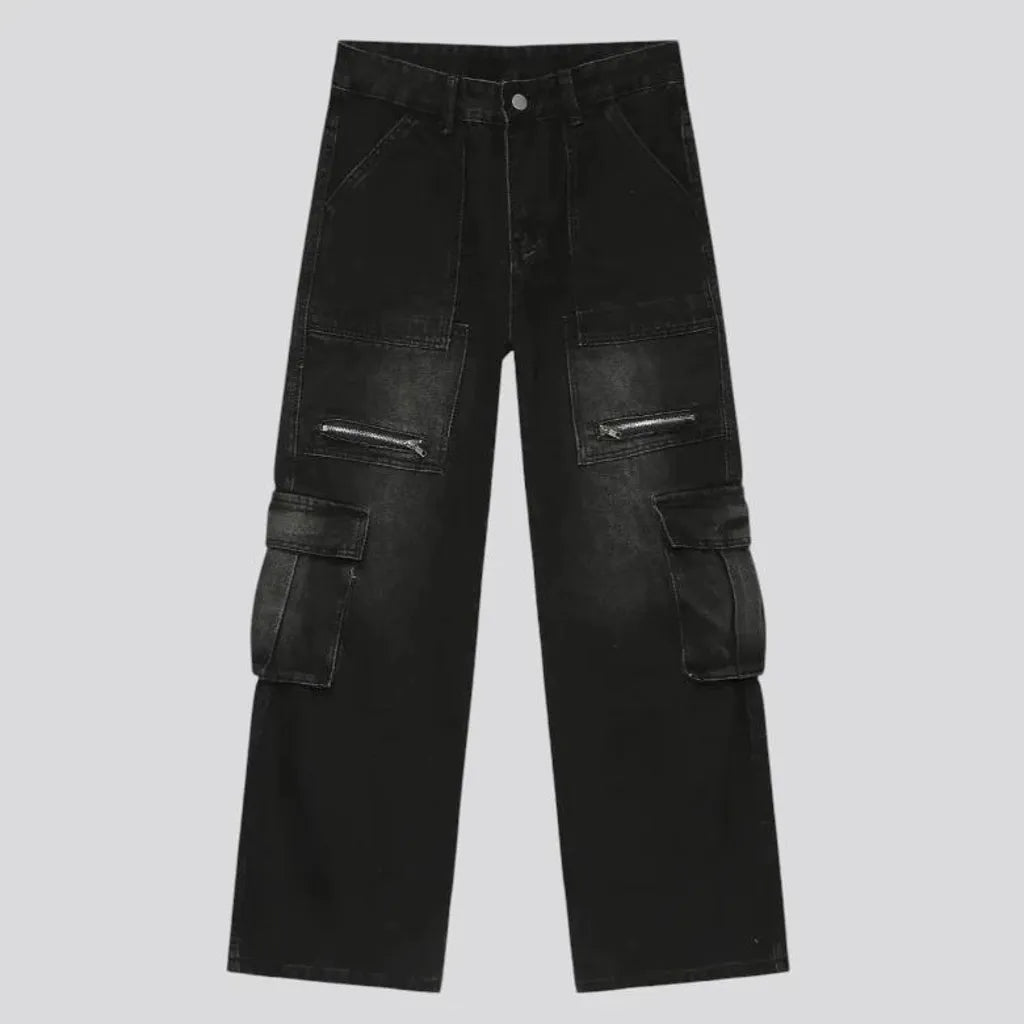 Street style sanded vintage men's jeans