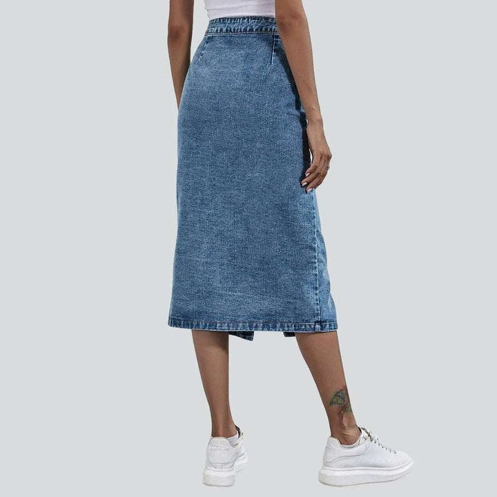 Long jeans skirt with buttons