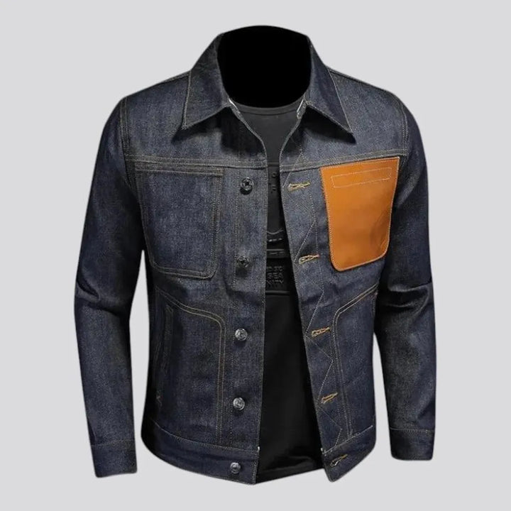 Slim-fit biker jeans jacket for men