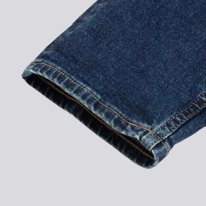 High-waist dark men's wash jeans