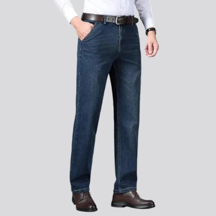 Stonewashed straight casual jeans for men