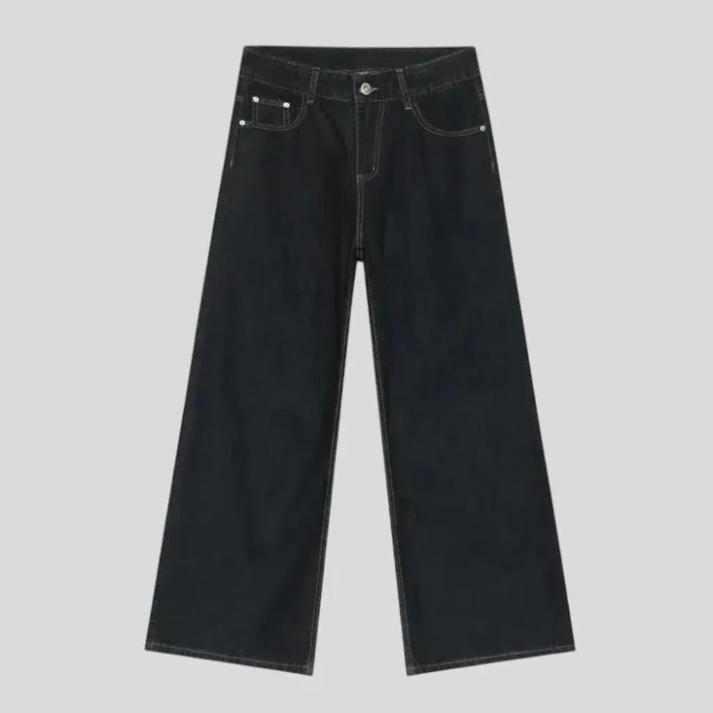 Monochrome mid rise fashion men's jeans