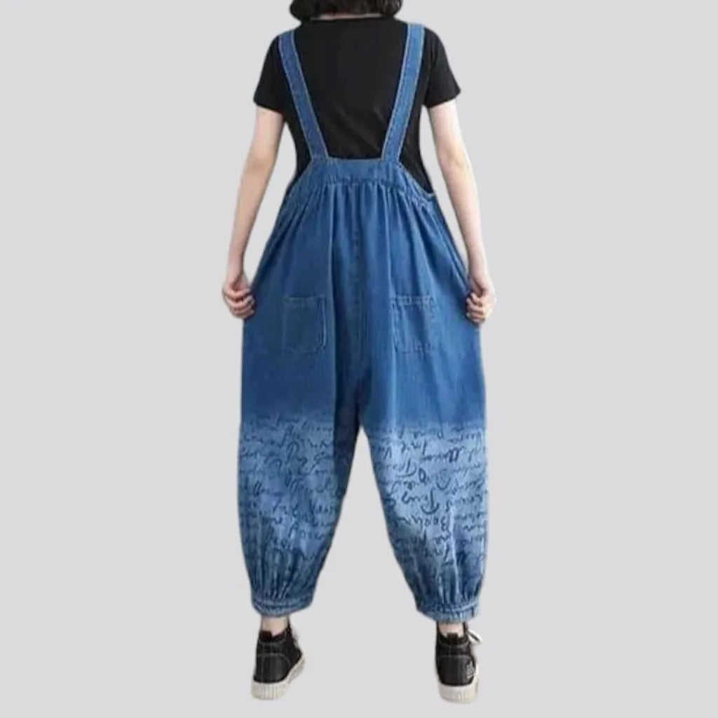 Contrast jean jumpsuit
 for women