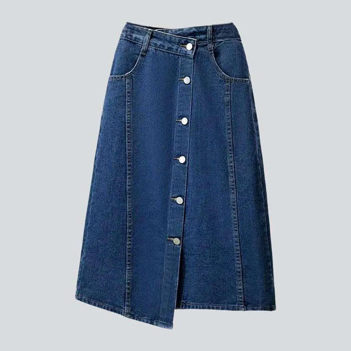Asymmetric a-line women's denim skirt