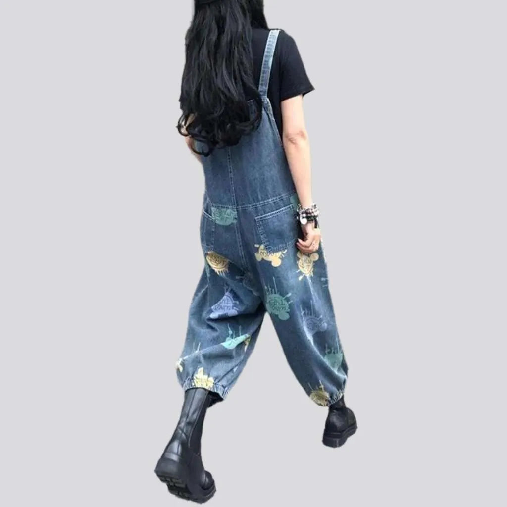 Baggy painted jeans jumpsuit
 for women