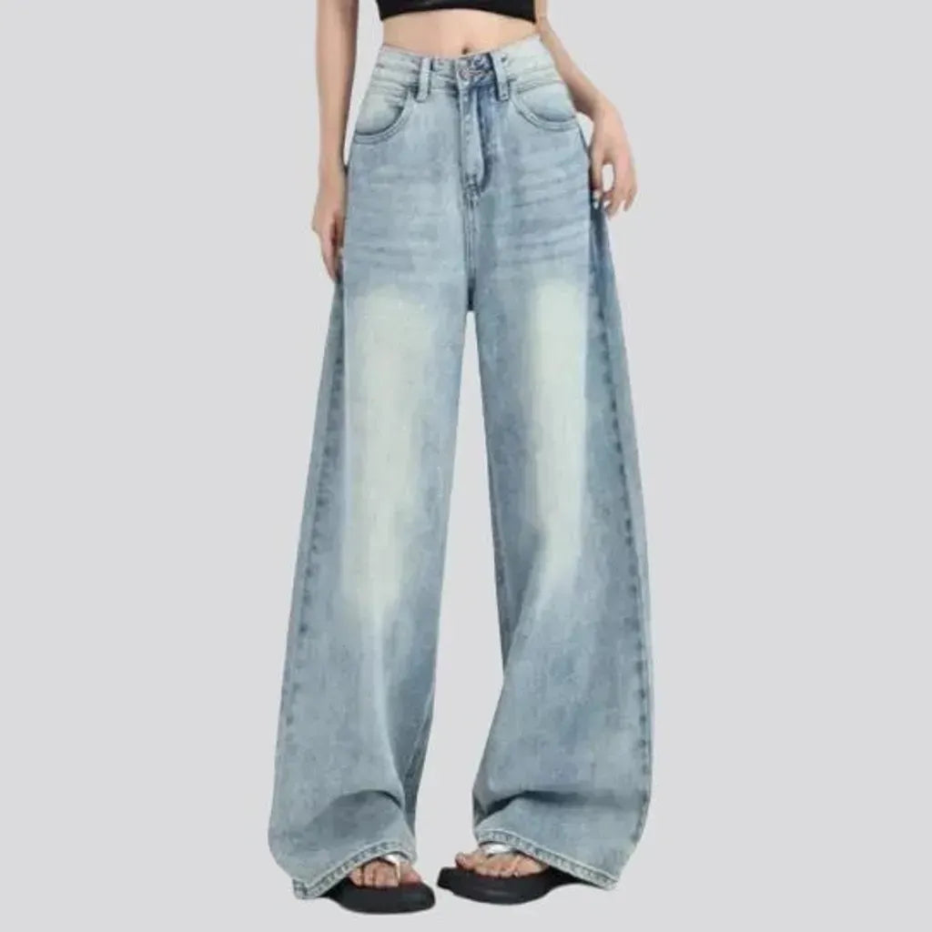 Boho style high rise jeans for ladies