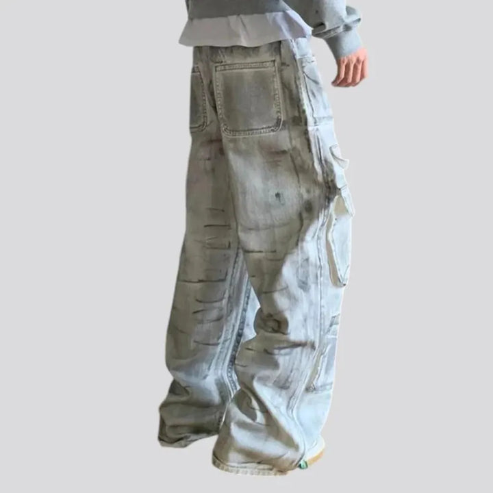 Mid rise painted baggy men's jeans