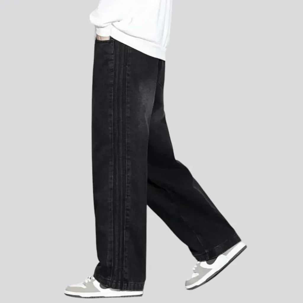 Baggy-leg padded mid-rise men's jeans