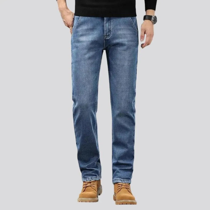 Stretchable abraded retro men's jeans