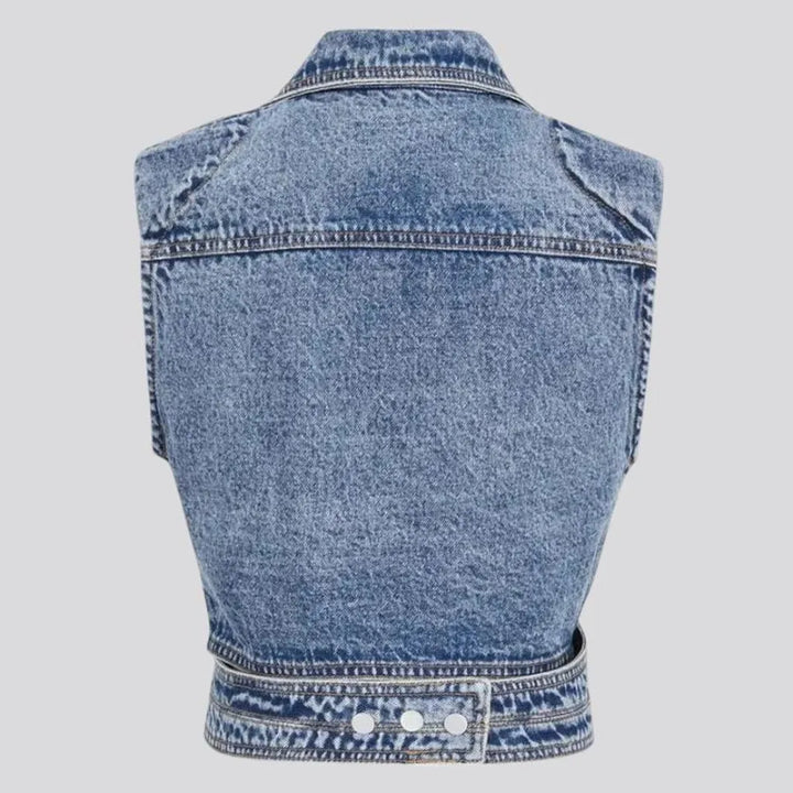 Extra-large stylish multi-layer women's denim vest