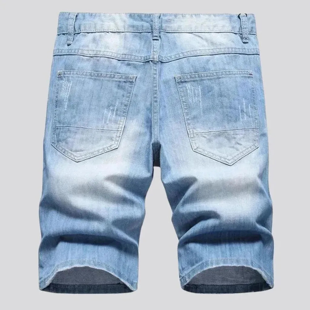 Mid-waist light-wash men's jeans shorts