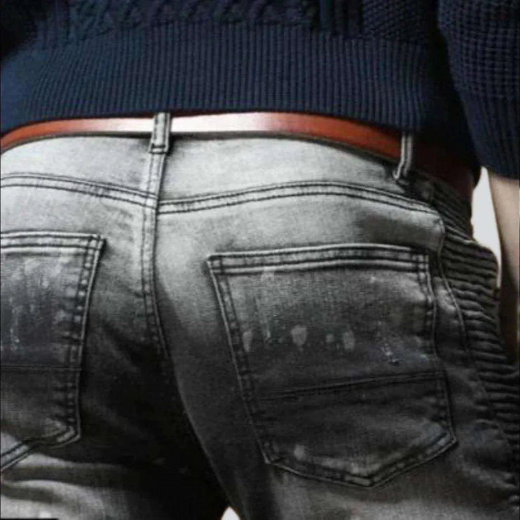 Contrast bleach slim men's jeans
