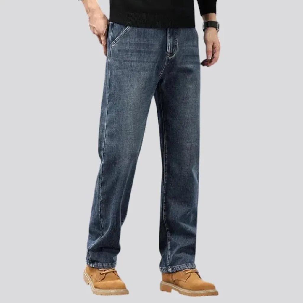 Straight fit dark faded men's jeans